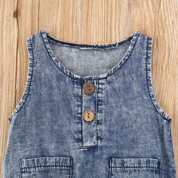 Citgeett Summer Denim Rompers Toddler Newborn Baby Boys Girls Sleeveless Button Pocket Rompers Jumpsuits One-piece Casual Outfit - Image 3