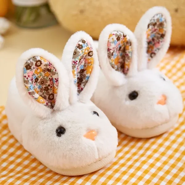 Children Indoor Slippers Winter Warm Cotton Shoes Kids Home Floor Slippers Cartoon Rabbit Anti-slip Boys Girls Plush Footwear - Image 5