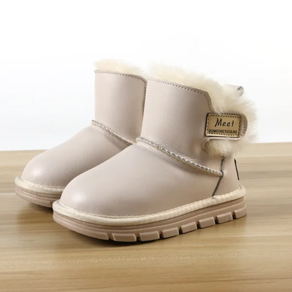 Winter New Children's Bright Leather Snow Boots Children's Boots Thickened Sheepskin Fur One Children's Shoes - Image 5