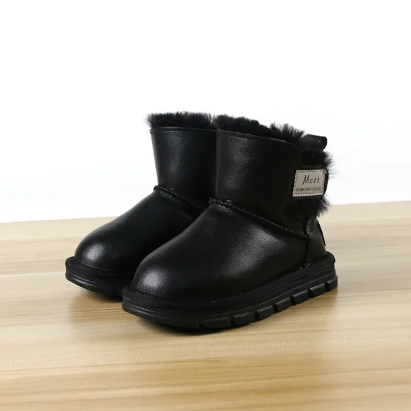 Winter New Children's Bright Leather Snow Boots Children's Boots Thickened Sheepskin Fur One Children's Shoes - Image 2