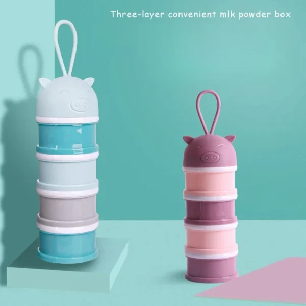 4 Layer Portable Newborn Baby Food Container Box Essential Cereal Milk Powder Box Infant Kids Formula Milk Container Cartoon