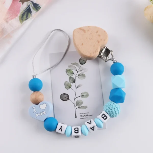 Baby Anti-drop Chain Pacifier Clips Silicone Beads Infant Nipple Appease Soother Chain Clip Dummy Holder Free Personalized Name - Image 3