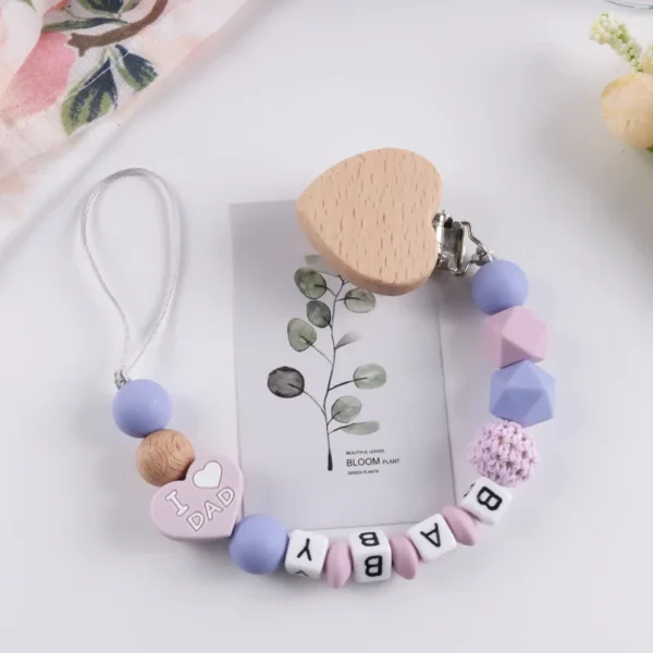 Baby Anti-drop Chain Pacifier Clips Silicone Beads Infant Nipple Appease Soother Chain Clip Dummy Holder Free Personalized Name