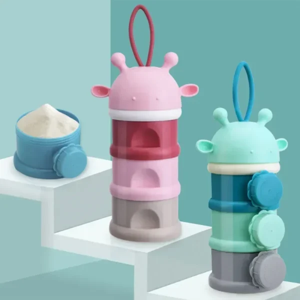 3/4Layer Bear Style Portable Baby Food Storag Box Multiple Openings Cereal Cartoon Infant Milk Powder Box Toddle Snack Container