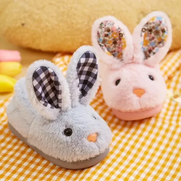 Children Indoor Slippers Winter Warm Cotton Shoes Kids Home Floor Slippers Cartoon Rabbit Anti-slip Boys Girls Plush Footwear - Image 4