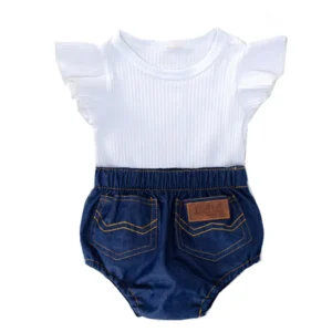 Infant Girl Clothing 2024 Summer Cotton Newborn Ruffles Romper Jeans Headband Toddler Baby Girl Clothes Outfit Set Outdoor Suit