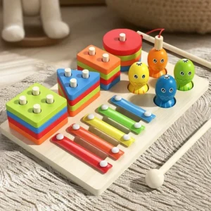 Montessori Baby Wooden Sorting Stacking Toys Shape Color Colorful Block Educational Learning Toys for Boys Girls Birthday Gift